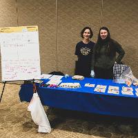 WAFERx researchers set up a booth at MSU Family Science Night in February 2020. Bozeman 5th graders and other community members came to participate in fun hands-on educational activities.