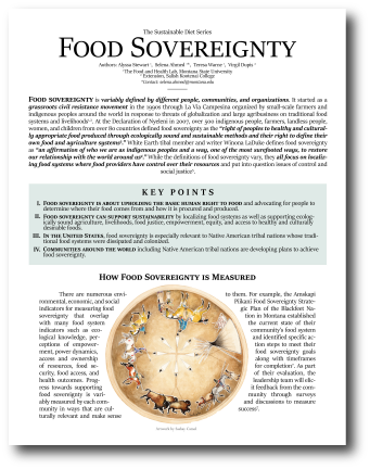 First page of the 'Food Sovereignty' fact sheet