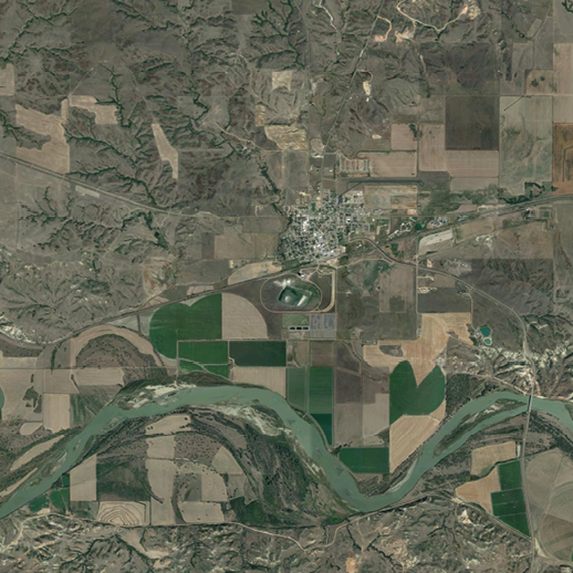 A satellite map of Culbertson, Montana