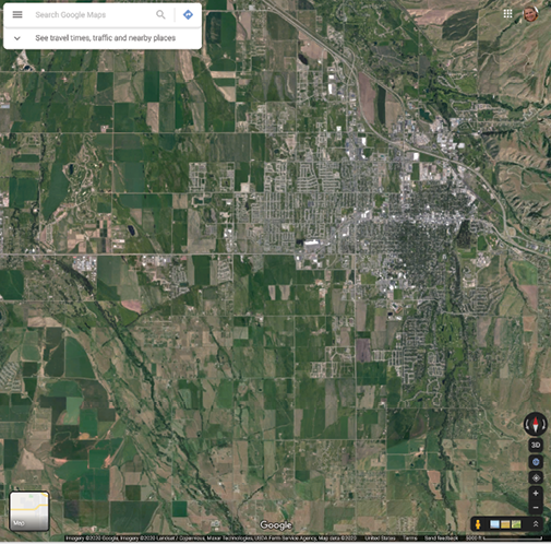 An image of a satellite view from Google Earth