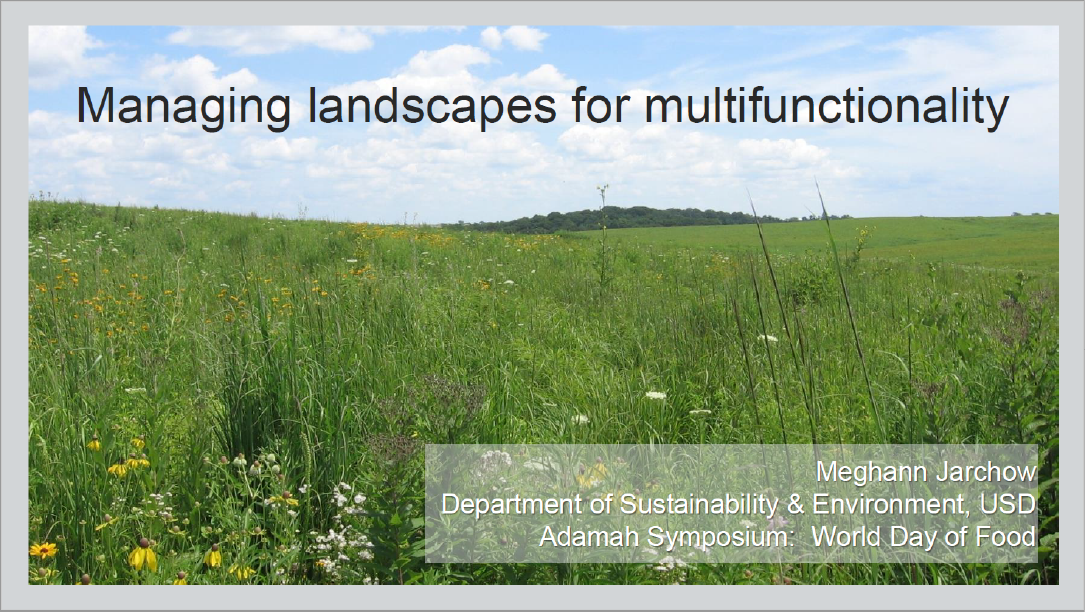 Image of a field of grass with the text "Managing landscapes for multifunctionality"