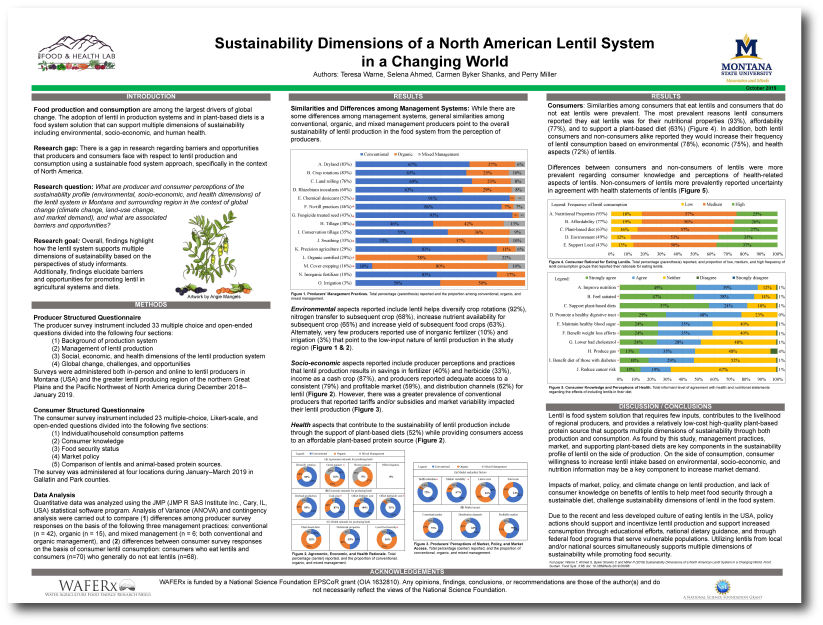 Image of the "Sustainability Dimensions of a North American Lentil System in a Changing World" poster