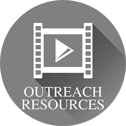 An icon of a film frame and the words 'Outreach Resources'
